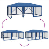 Party Tent with 10 Mesh Sidewalls Blue 6x4 m HDPE - Rear View