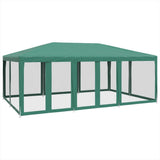 Party Tent with 10 Mesh Sidewalls Green 6x4 m HDPE