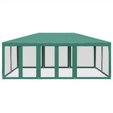 Party Tent with 10 Mesh Sidewalls Green 6x4 m HDPE - Side View