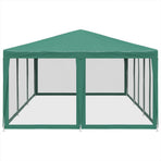 Party Tent with 10 Mesh Sidewalls Green 6x4 m HDPE