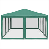 Party Tent with 10 Mesh Sidewalls Green 6x4 m HDPE - Top-Down View