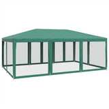 Party Tent with 10 Mesh Sidewalls Green 6x4 m HDPE - 45-Degree Angle