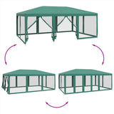 Party Tent with 10 Mesh Sidewalls Green 6x4 m HDPE - Rear View