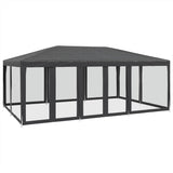 Party Tent with 10 Mesh Sidewalls Anthracite 6x4 m HDPE - Front View