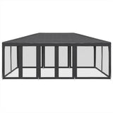 Party Tent with 10 Mesh Sidewalls Anthracite 6x4 m HDPE - Side View