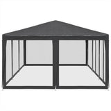 Party Tent with 10 Mesh Sidewalls Anthracite 6x4 m HDPE - Top-Down View
