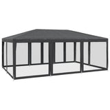Party Tent with 10 Mesh Sidewalls Anthracite 6x4 m HDPE - 45-Degree Angle