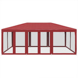 Party Tent with 10 Mesh Sidewalls Red 6x4 m HDPE - Side View