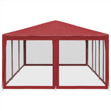 Party Tent with 10 Mesh Sidewalls Red 6x4 m HDPE