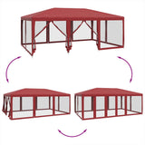 Party Tent with 10 Mesh Sidewalls Red 6x4 m HDPE - Rear View