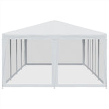 Party Tent with 12 Mesh Sidewalls White 8x4 m HDPE