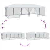 Party Tent with 12 Mesh Sidewalls White 8x4 m HDPE - Rear View