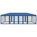 Party Tent with 12 Mesh Sidewalls Blue 8x4 m HDPE - Side View
