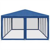 Party Tent with 12 Mesh Sidewalls Blue 8x4 m HDPE - Top-Down View