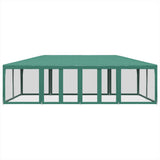Party Tent with 12 Mesh Sidewalls Green 8x4 m HDPE
