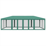 Party Tent with 12 Mesh Sidewalls Green 8x4 m HDPE - Side View