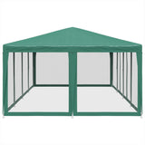 Party Tent with 12 Mesh Sidewalls Green 8x4 m HDPE - Top-Down View