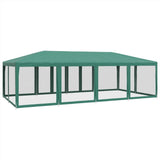 Party Tent with 12 Mesh Sidewalls Green 8x4 m HDPE - 45-Degree Angle