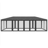 Party Tent with 12 Mesh Sidewalls Anthracite 8x4 m HDPE - Side View