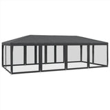 Party Tent with 12 Mesh Sidewalls Anthracite 8x4 m HDPE