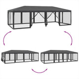 Party Tent with 12 Mesh Sidewalls Anthracite 8x4 m HDPE