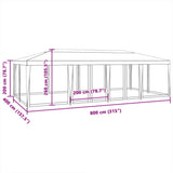 Party Tent with 12 Mesh Sidewalls Anthracite 8x4 m HDPE