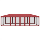 Party Tent with 12 Mesh Sidewalls Red 8x4 m HDPE - Side View