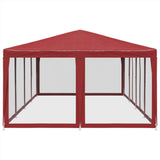 Party Tent with 12 Mesh Sidewalls Red 8x4 m HDPE