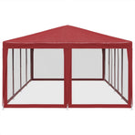 Party Tent with 12 Mesh Sidewalls Red 8x4 m HDPE