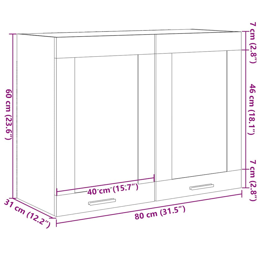 Hanging Glass Cabinet "Lyon" Sonoma Oak 80x31x60 cm