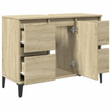 Sink Cabinet Sonoma Oak 80x33x60 cm Engineered Wood - Rear View