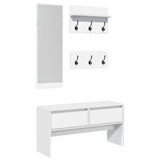 4 Piece Hallway Furniture Set White Engineered Wood - Front View