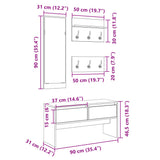 4 Piece Hallway Furniture Set White Engineered Wood - Extra Image