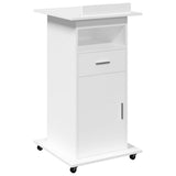 Lectern with Wheels & Drawer White 55x55x107 cm Engineered Wood - Front View