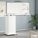 Lectern with Wheels & Drawer White 55x55x107 cm Engineered Wood - Side View