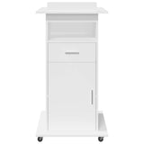 Lectern with Wheels & Drawer White 55x55x107 cm Engineered Wood - Top-Down View