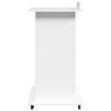 Lectern with Wheels & Drawer White 55x55x107 cm Engineered Wood - 45-Degree Angle