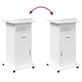 Lectern with Wheels & Drawer White 55x55x107 cm Engineered Wood - Close-Up Angle