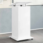 Lectern with Wheels & Drawer White 55x55x107 cm Engineered Wood