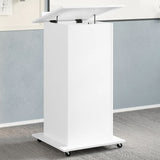 Lectern with Wheels & Drawer White 55x55x107 cm Engineered Wood