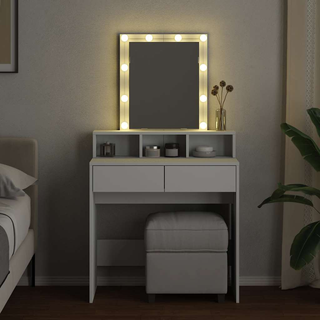 Dressing Table with LED White 80x41x144.5 cm