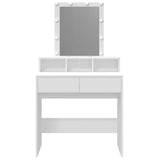 Dressing Table with LED White 80x41x144.5 cm - 45-Degree Angle