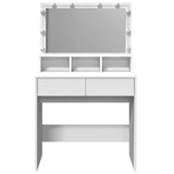 Dressing Table with LED White 80x41x134.5 cm - 45-Degree Angle