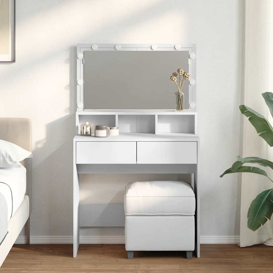 Dressing Table with LED White 80x41x134.5 cm