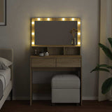 Dressing Table with LED Sonoma Oak 80x41x134.5 cm - Side View
