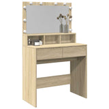 Dressing Table with LED Sonoma Oak 80x41x134.5 cm - Top-Down View