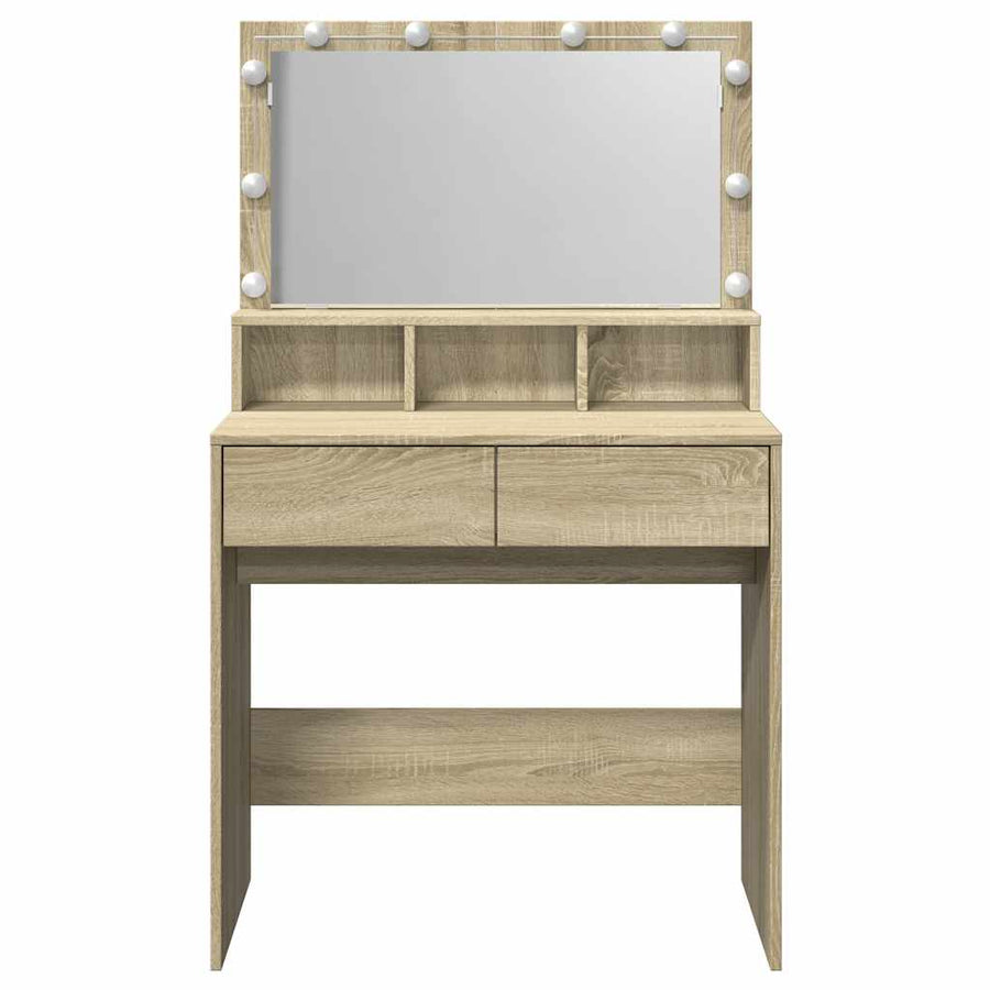 Dressing Table with LED Sonoma Oak 80x41x134.5 cm