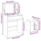 Dressing Table and Stool White 60x40x113.5 cm