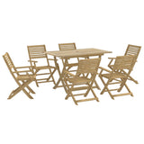 7 Piece Garden Dining Set Solid Wood Acacia - Front View
