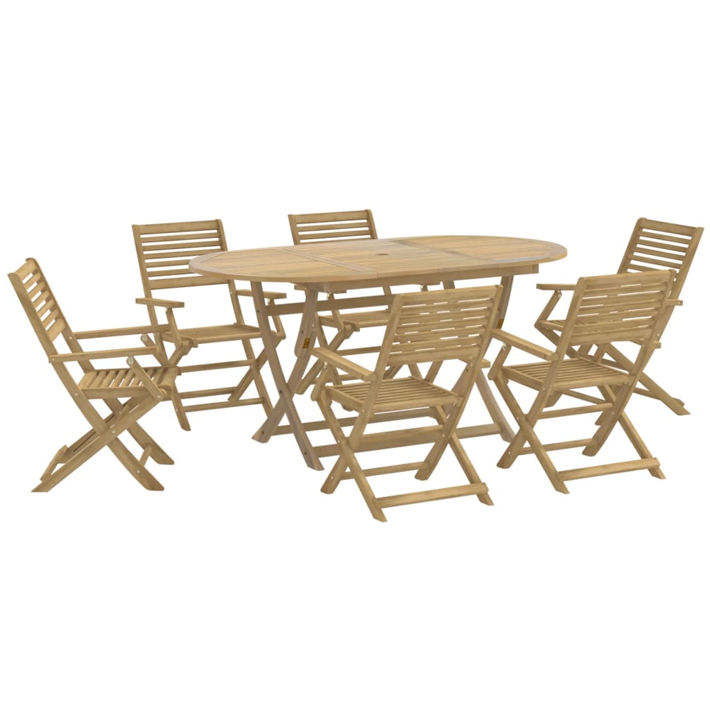 7 Piece Garden Dining Set Solid Wood Acacia
